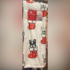 Stocking pups Christmas throw blanket